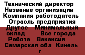 Технический директор › Название организации ­ Компания-работодатель › Отрасль предприятия ­ Другое › Минимальный оклад ­ 1 - Все города Работа » Вакансии   . Самарская обл.,Кинель г.